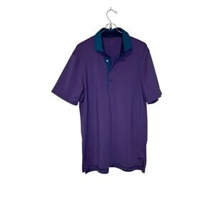 Greyson Mens Shirt Golf Polo Striped Short Sleeve Stretch Turquoise Pink Medium